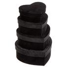 Caixas de presente GNFlus Black Heart Shaped Velvet, pacote com 4