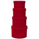 Caixas de presente GNFlus, conjunto de 4 ninhos redondos de veludo vermelho