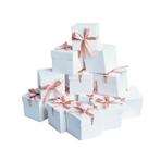 Caixas de presente GP SUP 15x15x15 cm brancas com fita, 12 unidades