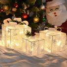 Caixas de presente iluminadas Bstge, conjunto de 3 LEDs brancos quentes para interior