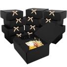 Caixas de presente LWYMX 8x8x10 cm pretas, pacote com 12 unidades com fita