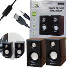 Caixinha de Som Para PC P2 USB Potente Amplificada Madeira