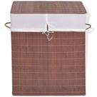 Caixote de roupa suja vidaXL Bamboo retangular marrom com forro e tampa