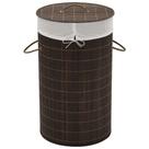 Caixote de roupa suja vidaXL ecológico de bambu redondo marrom escuro