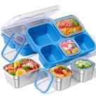Caja Bento BiuLeon de Acero Inoxidable con 5 Compartimentos, a Prueba de Fugas, 1015 ml