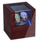 Caja de enrollador de reloj ANWBROAD doble motor silencioso con luz LED y acabado en madera