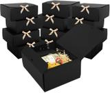 Cajas de Regalo LWYMX Paquete de 12 en Negro con Tapa y Cinta 23x15x10 cm