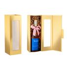 Cajas de Regalo para Vino PACKQUEEN 2 Doradas 34x11x10 cm con Ventana