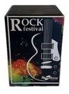 Cajon Acústico Spanking Rock MDF Preto Fosco Estampa Rock para Músicos Profissionais