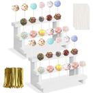 Cake Pop Stand Khay-Rovies, 3 camadas de madeira branca, 17 furos, 2 unidades