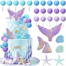 Cake Topper Lukinuo Mermaid, 26 unidades, decoração submarina Cake Topper Lukinuo Mermaid, 26 unidades, decoração submarina