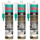 Calafetagem de silicone Akfix 100S RTV 100% transparente 300 ml (3 x 300 ml)