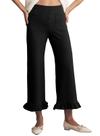Calça Acelitt Gingham, casual, elástica, cintura, babados, bainha