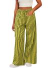 Calça Acelitt Listrada Color Block com cordão na cintura amarela XXL