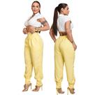 Calça Aladim Feminina Duna Linho Botões na Barra Forrada Modelagem Ampla Elegante