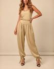Calça Aladim Feminina Pantalona Chiffon Cetim Amarração Elegante Verão
