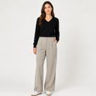 Calça Alfaiataria Baggy Feminina Facinelli 240523 Caqui