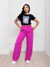 Calça alfaiataria com Anel Larga feminina social pantalona wide leg