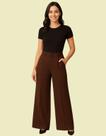 Calça Alfaiataria Feminina Pantalona Flare Wide Leg Social Cintura Alta