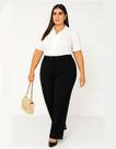 Calça Alfaiataria Feminina Plus Size Reta Cintura Alta, Até 58
