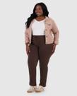 Calça Básica Feminina Plus Size Em Moletom Stretch Flanelado