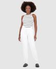 Calça Básica Feminina Reta Em Moletom Stretch Flanelado