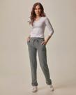 Calça Básica Feminina Reta Em Moletom Stretch Flanelado