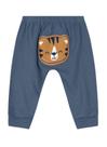 Calça Bebê Menino Cotton Canelada Azul Tigrinho Brandili