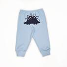 Calça Bebê Suedine Azul Bebê Aplique de Dinossauro