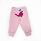 Calça Bebê Suedine Rosa Aplique de Baleia