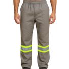Calça Brim Cinza com Faixa Refletiva Uniforme Profissional Kaballah