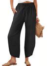 Calça Capri Caracilia Pantalona Preta com Bolsos M