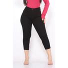 Calça Capri Curta Chumbo/Cinza/Marmorizada Feminina Jeans com Lycra Elastano Cintura Alta Moda Tendência Lançamento