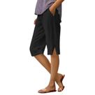 Calça Capri GaoCold de algodão e linho Feminina Preta XL Calça Capri GaoCold de algodão e linho Feminina Preta XL