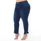 Calça Capri Plus Size Feminina Jeans Escuro Cintura alta Taiga Jeans com Lycra Barra desfiada lançamento