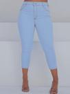 Calça Capri Premium Feminina - Jeans Cintura Alta Clara