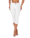 Calça Capri Skinny Feminina Roswear Branca em Jeans Stretch Tamanho L Calça Capri Skinny Feminina Roswear Branca em Jeans Stretch Tamanho L