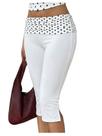 Calça Capri WDIRARA Polka Dots, cintura elástica branca para mulheres
