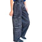 Calça Cargo Feminina Wide Leg 4 Bolsos Preto Estonada Tamanho:38Cor:Preto Calça Cargo Feminina Wide Leg 4 Bolsos Preto Estonada Tamanho:38Cor:Preto