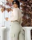 Calça Cargo Hot Pants Bege