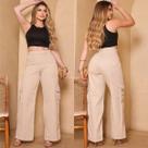 Calça Cargo Jeans Feminina Wide Leg Calça Cargo Jeans Feminina Wide Leg