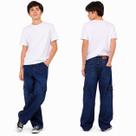 Calça Cargo jeans premium com 2 bolsos laterais masculina juvenil menino modinha com regulagem interna tendencia do 10 ao 16