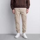 Calça Cargo Jogger Sarja Masculina com 5 Bolsos e Punho Ajustável
