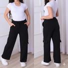 Calça Cargo Juvenil Feminina Malha Crepe Confortável com Bolsos Laterais Calça Cargo Juvenil Feminina Malha Crepe Confortável com Bolsos Laterais