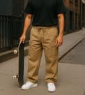 Calça cargo masculina caqui bege escura 6 skate skatista larga sarja