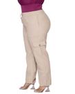 Calça Cargo Plus Size Wide Leg Shyros em Linho com Elástico e Cordão