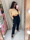 Calça Cargo Preta Barra Reta