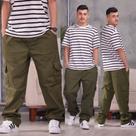 Calça Cargo Sarja, Moda Unissex, Skate E Casual 4 Bolsos COR VERDE