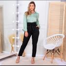 Calça Clochard Feminina de Linho com Faixa Leve, Elegante e Confortável Tamanhos M
