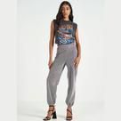 Calça Colcci Jogger Com Cut Outs Metalizada Chumbo